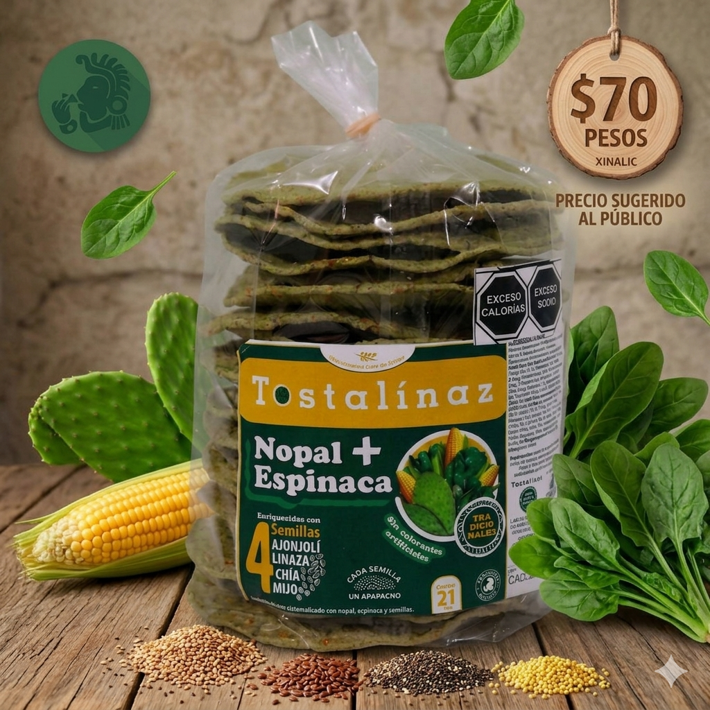 Tostalinaz con nopal + espinaca 200g