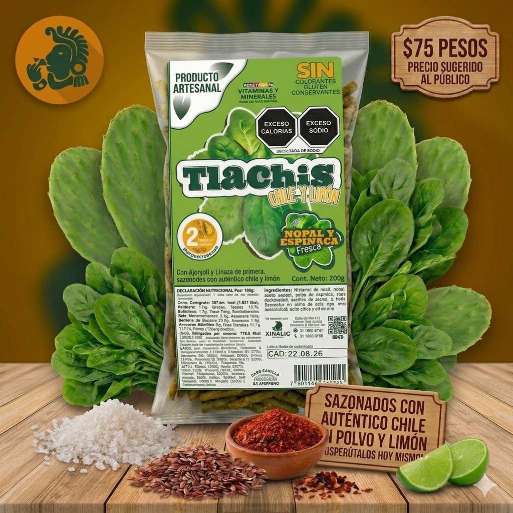 Tlachis con nopal + espinacas 200g